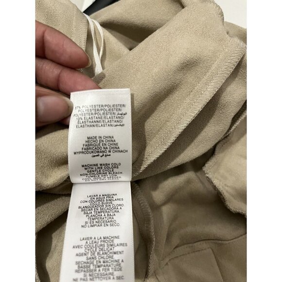 Jones New York Jacket Women Medium Faux Suade Stretchy Draped Tan - Picture 8 of 8